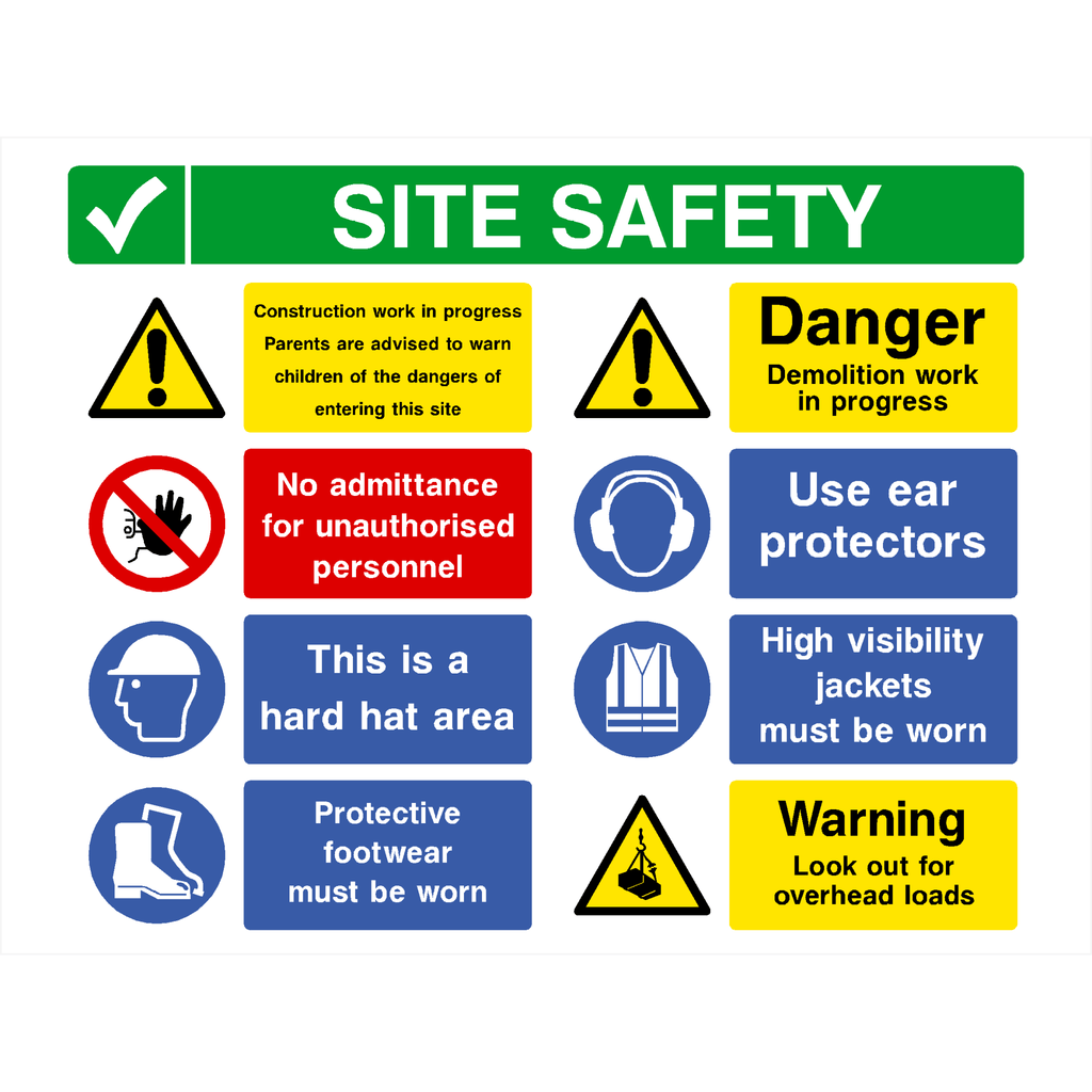 Multipack Site Safety Sign 400 x 300mm 25 Pack Option F - The Sign Shed