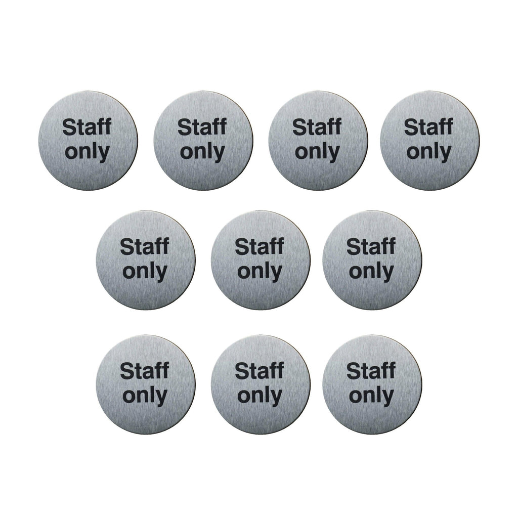 Multipack Staff Only Door Sign in Stainless Steel 10 Pack - The Sign Shed