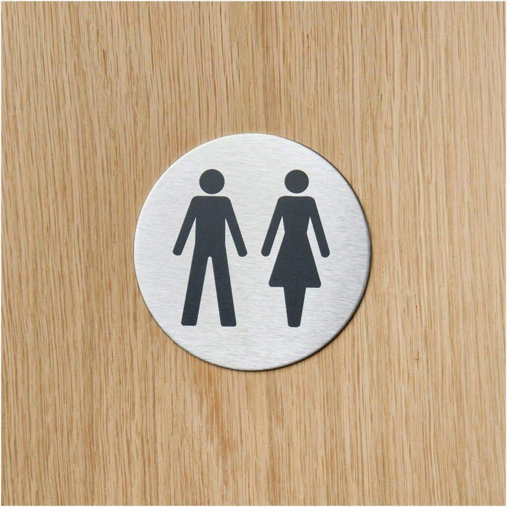 Multipack Unisex Toilets Sign in Satin Stainless Steel 10 Pack - The Sign Shed