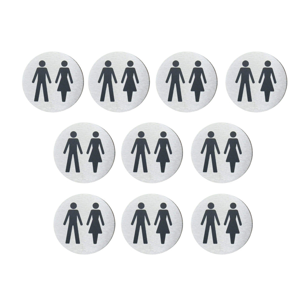 Multipack Unisex Toilets Sign in Satin Stainless Steel 10 Pack - The Sign Shed