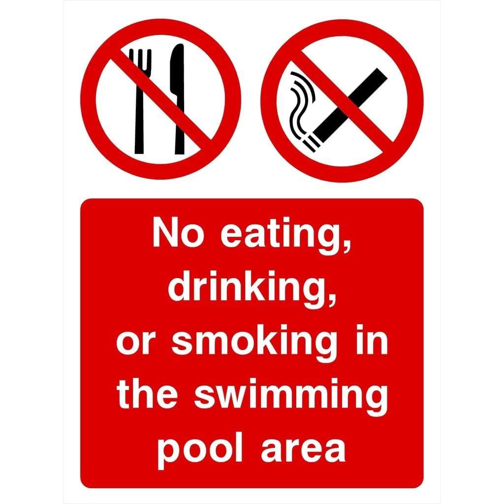 No Eating Drinking Smoking In Pool Area Sign - The Sign Shed
