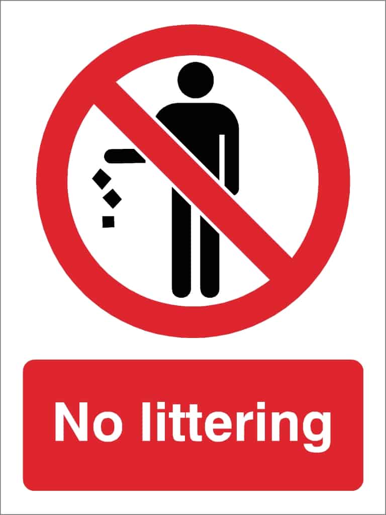 No Littering Sign - The Sign Shed