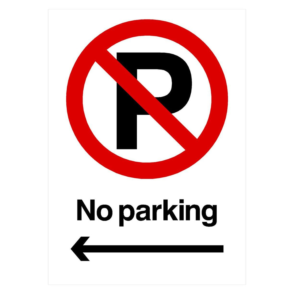 No Parking Left Arrow Prohibition P Sign Portrait - The Sign Shed