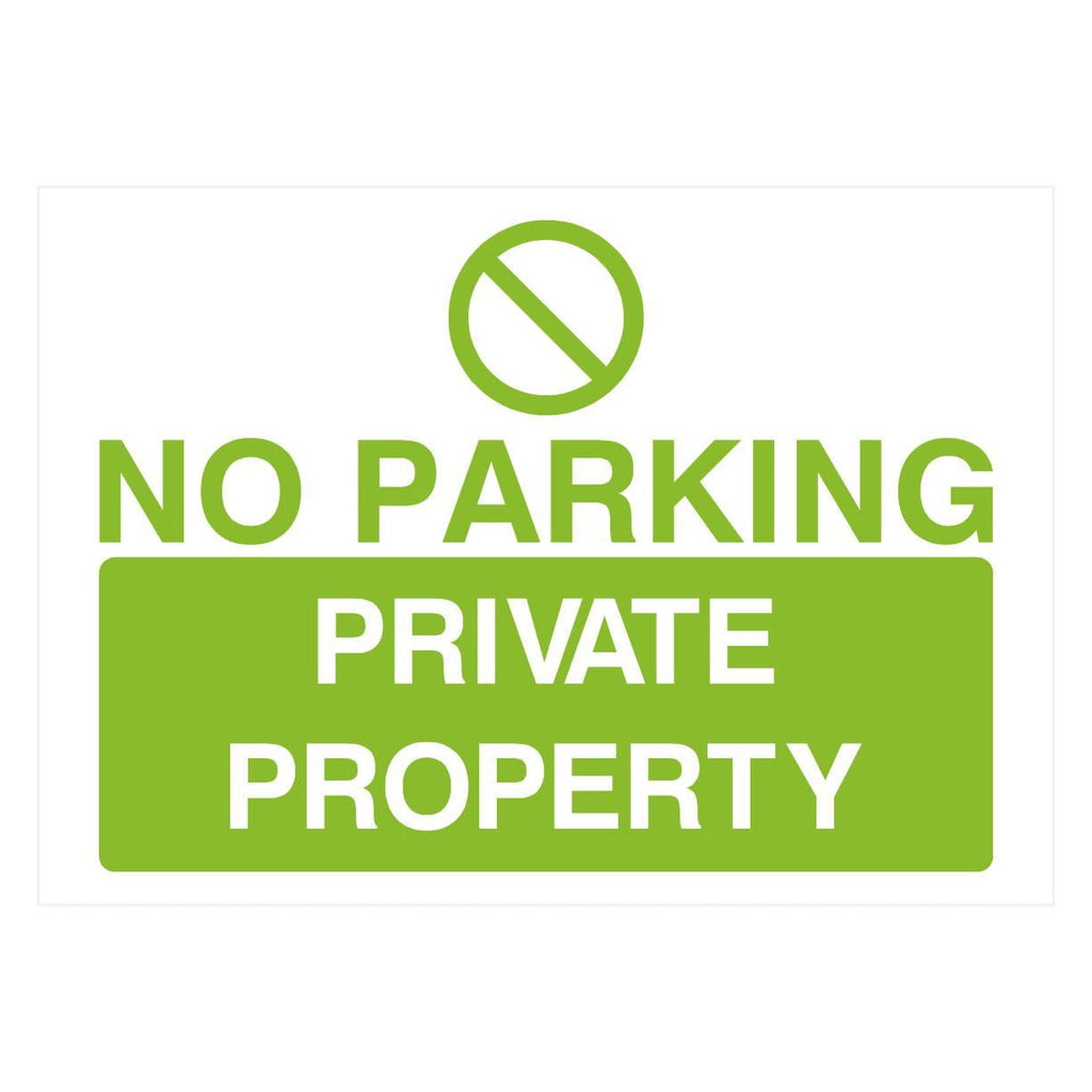 No Parking Private Property Sign in Bright Green - The Sign Shed
