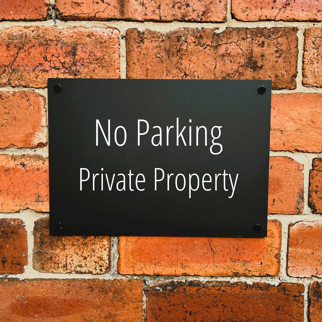 No Parking Private Property Sign Midnight Black Landscape - The Sign Shed