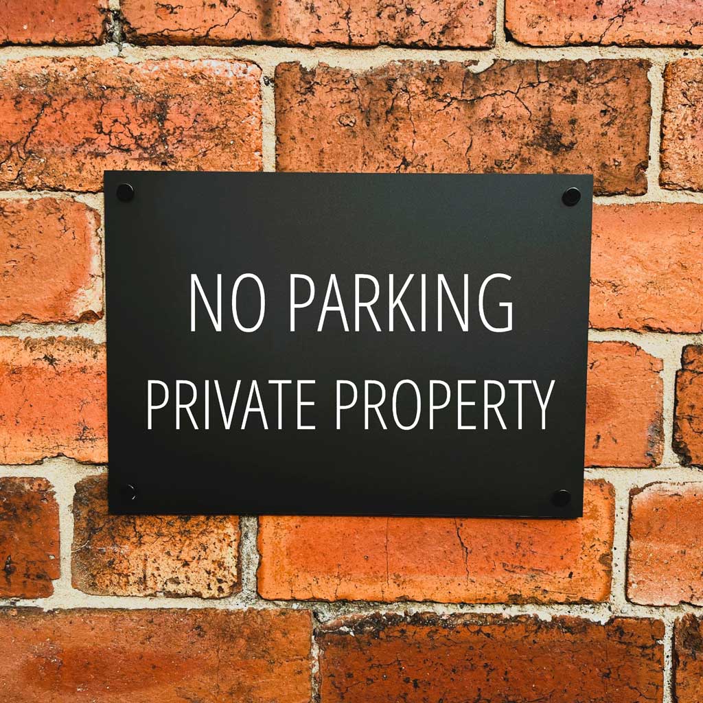 No Parking Private Property Sign Midnight Black Landscape - The Sign Shed