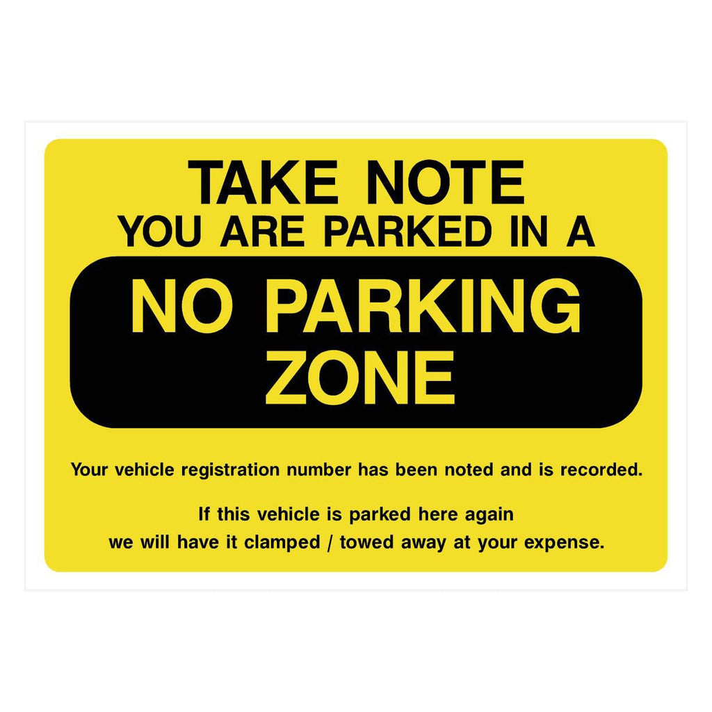 No Parking Zone Sign - The Sign Shed