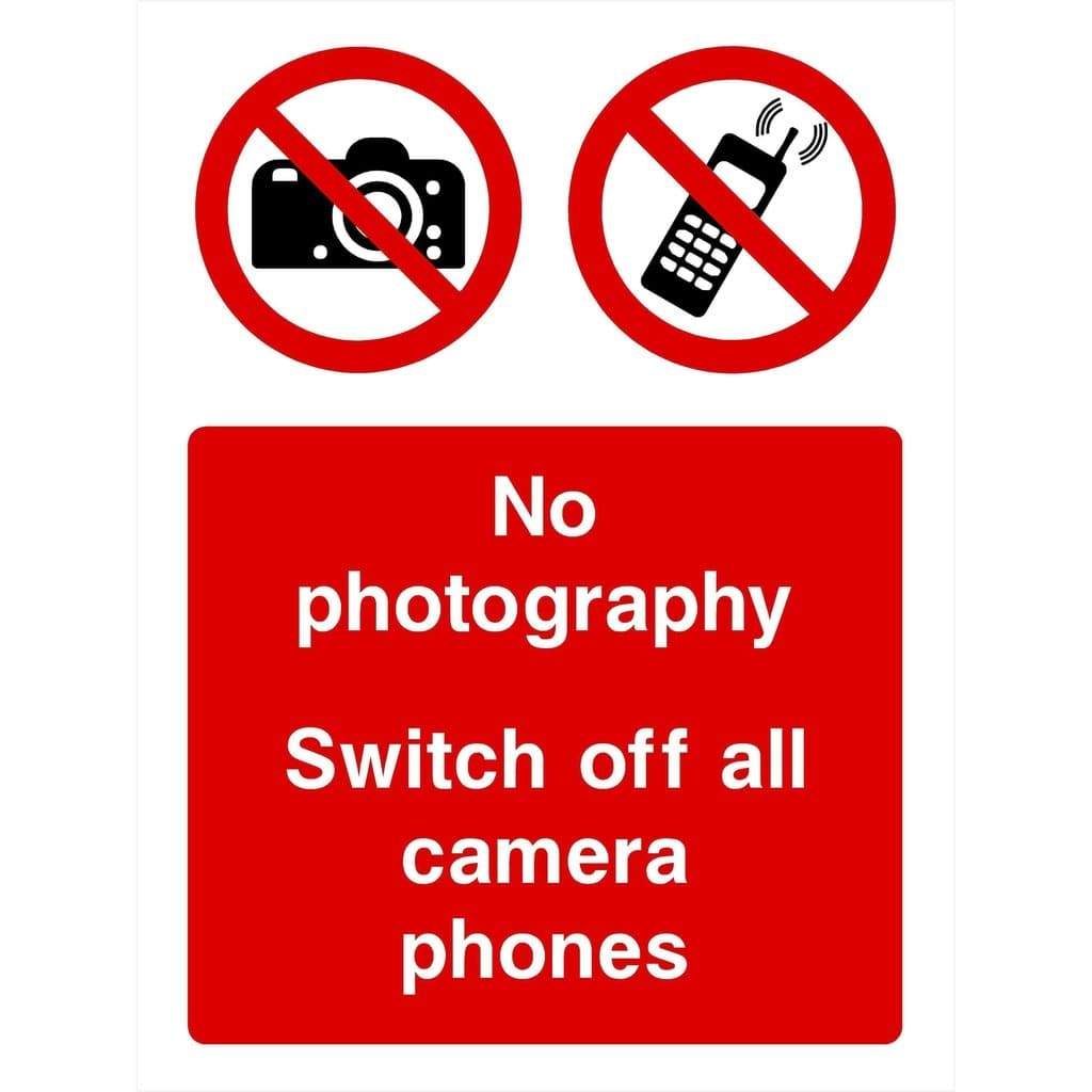 No Photography Switch Off Camera Phones Sign - The Sign Shed