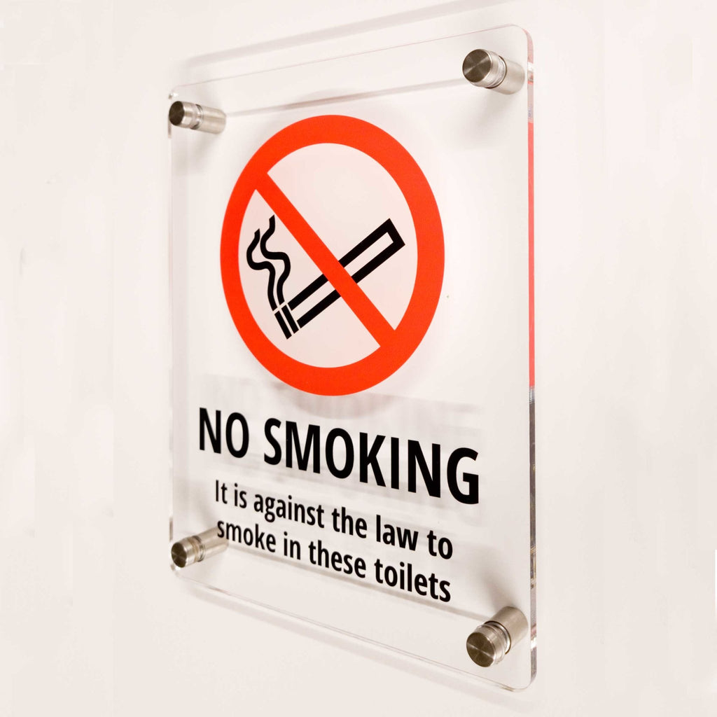 No Smoking Against The Law Toilet Sign Clear Acrylic - The Sign Shed