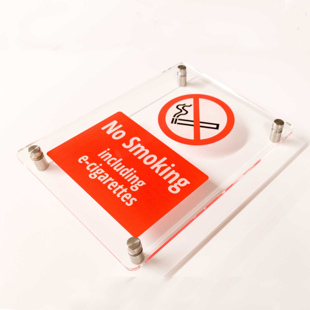 No Smoking E-Cigarettes Sign Clear Acrylic - The Sign Shed