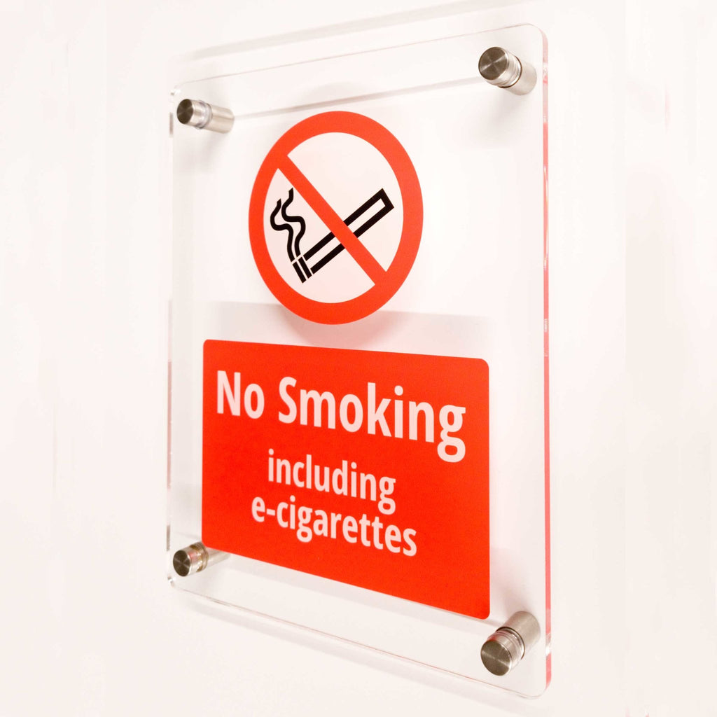 No Smoking E-Cigarettes Sign Clear Acrylic - The Sign Shed