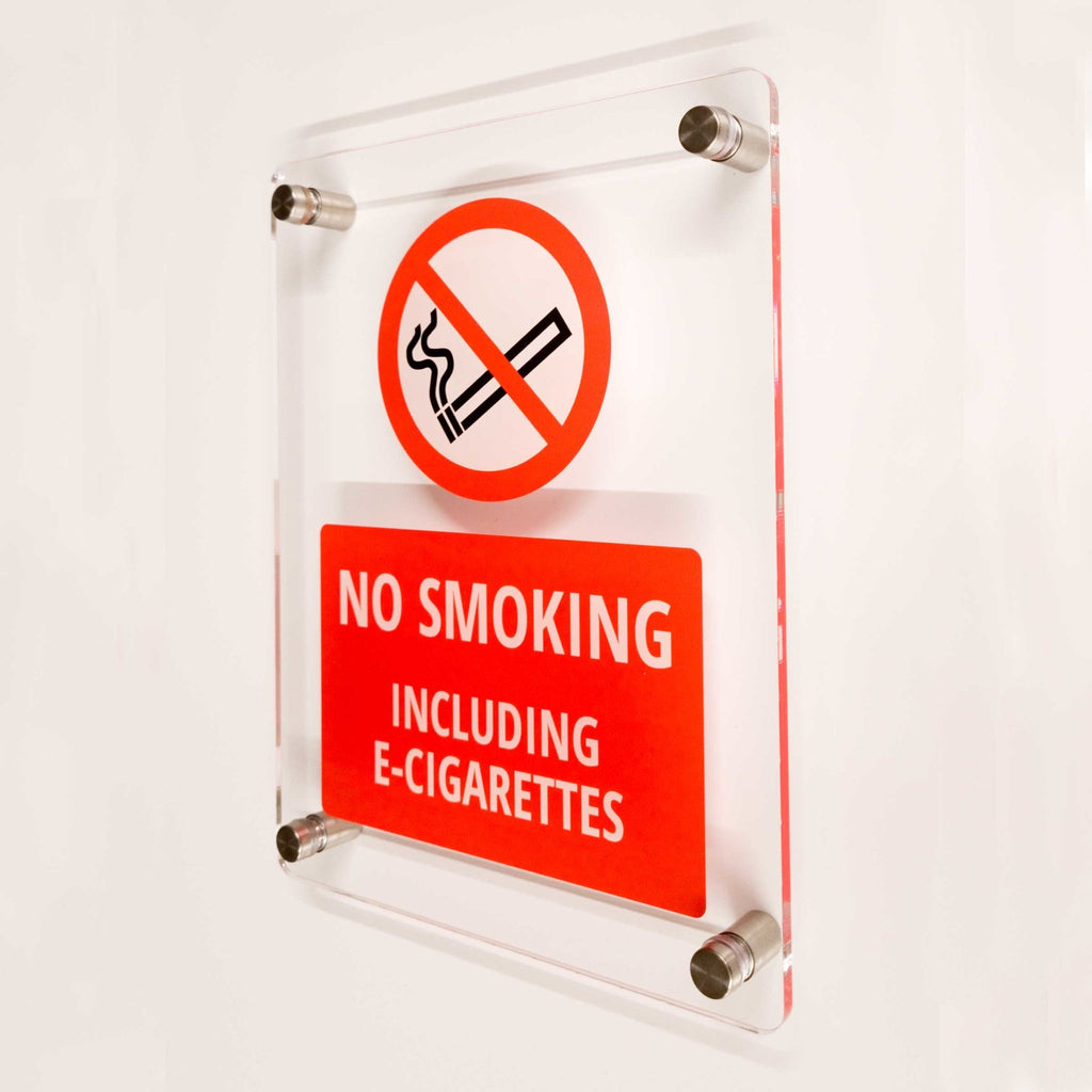 No Smoking E-Cigarettes Sign in Clear Acrylic - The Sign Shed