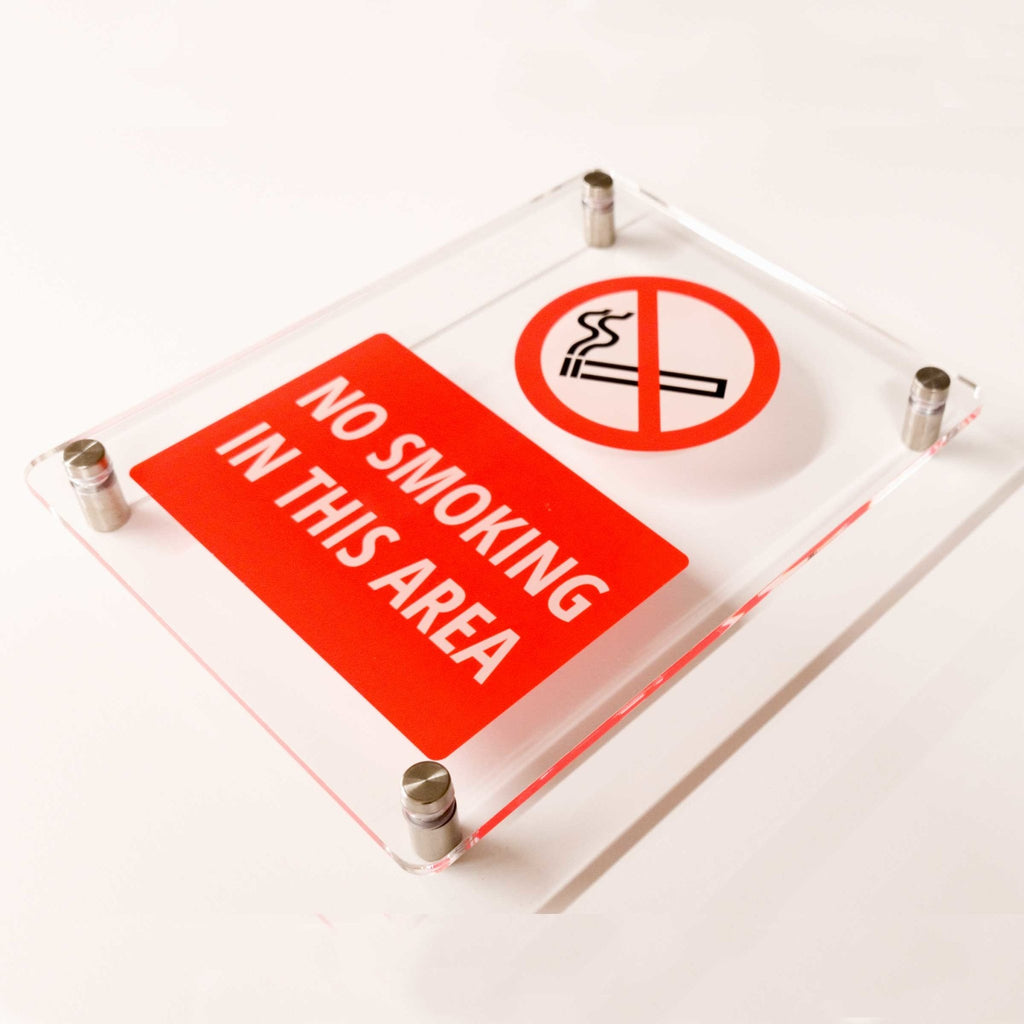 No Smoking In This Area Sign in Clear Acrylic - The Sign Shed