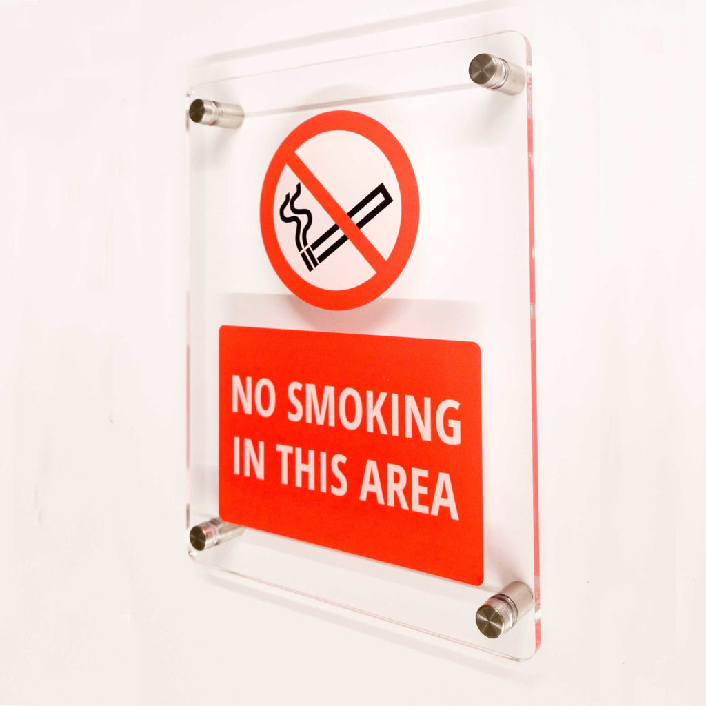 No Smoking In This Area Sign in Clear Acrylic - The Sign Shed