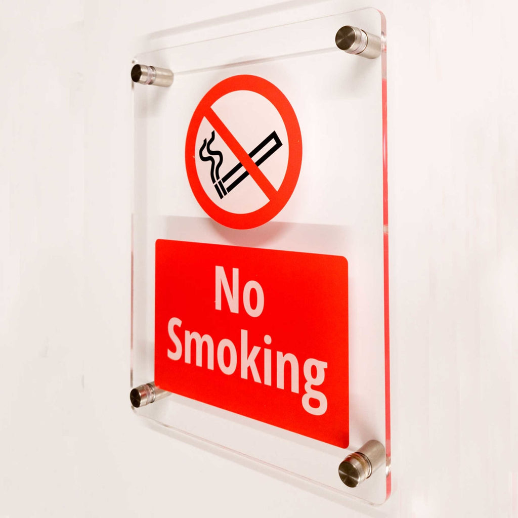 No Smoking Sign Clear Acrylic v2 - The Sign Shed