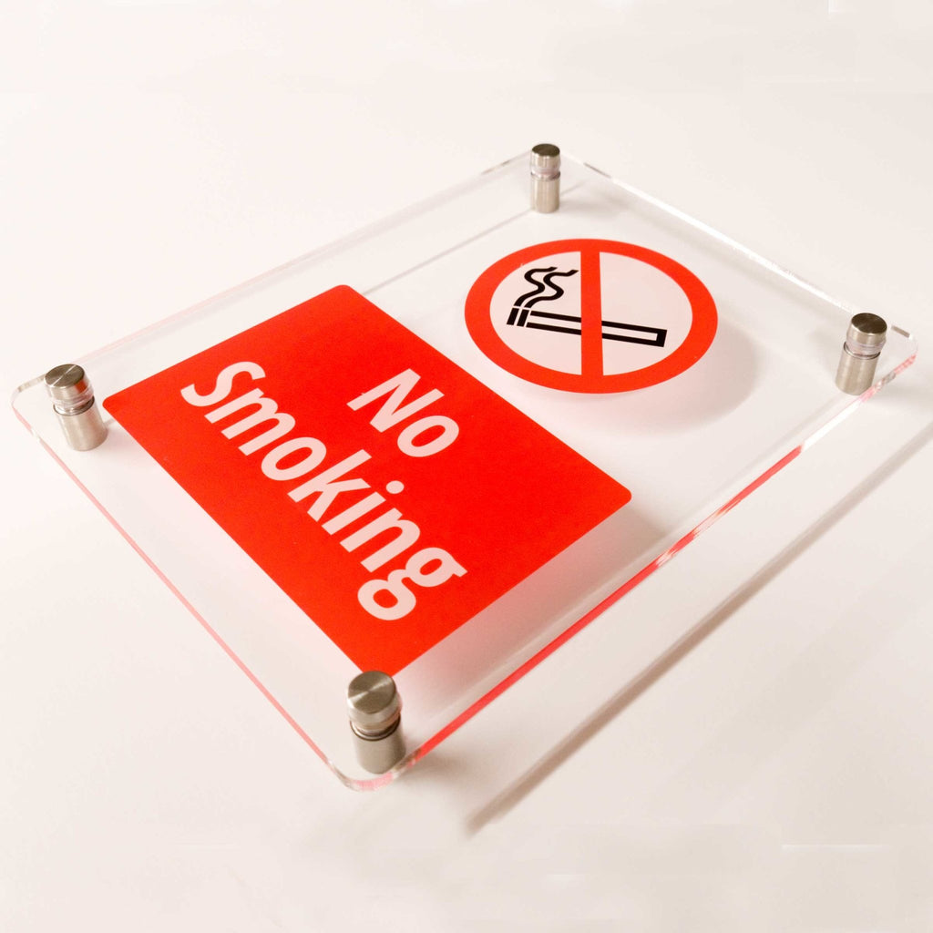 No Smoking Sign Clear Acrylic v2 - The Sign Shed