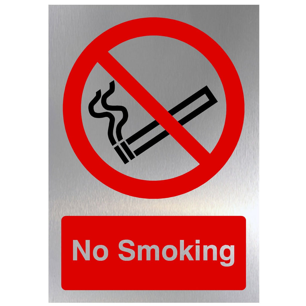 No Smoking Sign in Brushed Silver - The Sign Shed