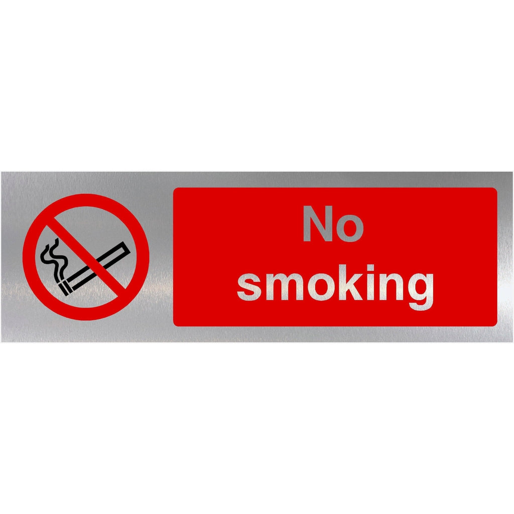 No Smoking Sign in Brushed Silver - The Sign Shed