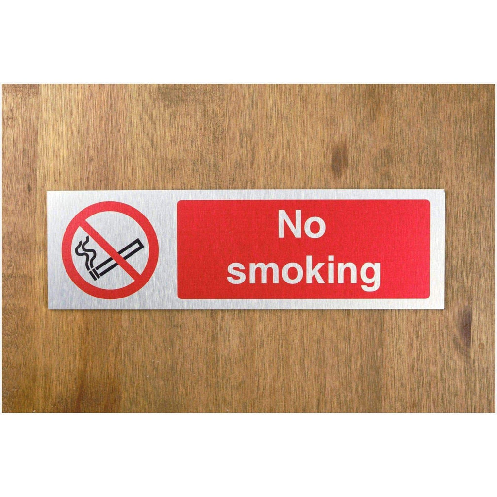 No Smoking Sign in Brushed Silver - The Sign Shed