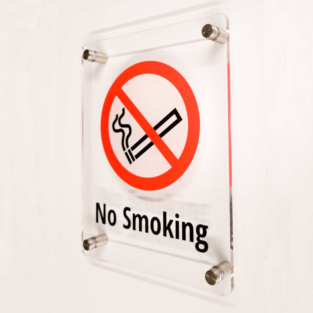 No Smoking Sign in Clear Acrylic - The Sign Shed
