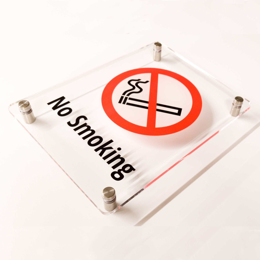 No Smoking Sign in Clear Acrylic - The Sign Shed