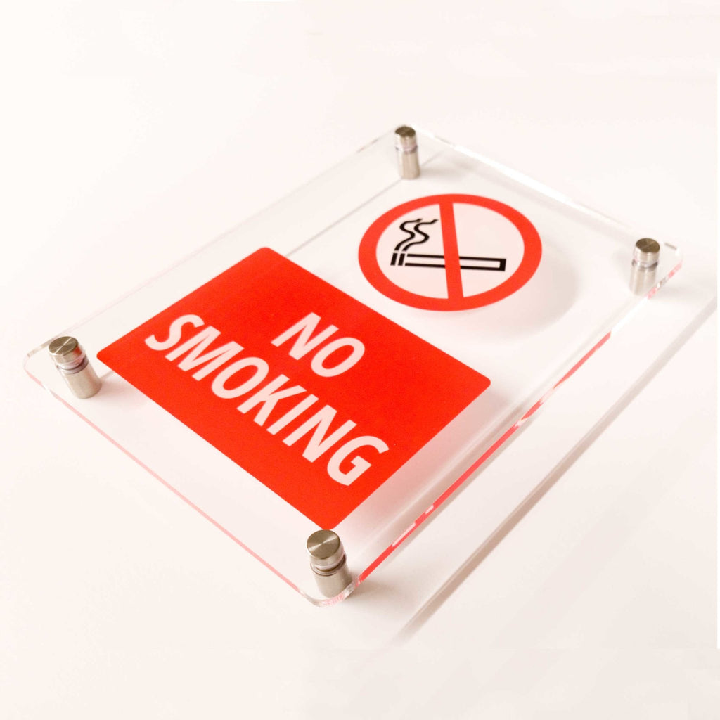 No Smoking Sign in Clear Acrylic v2 - The Sign Shed