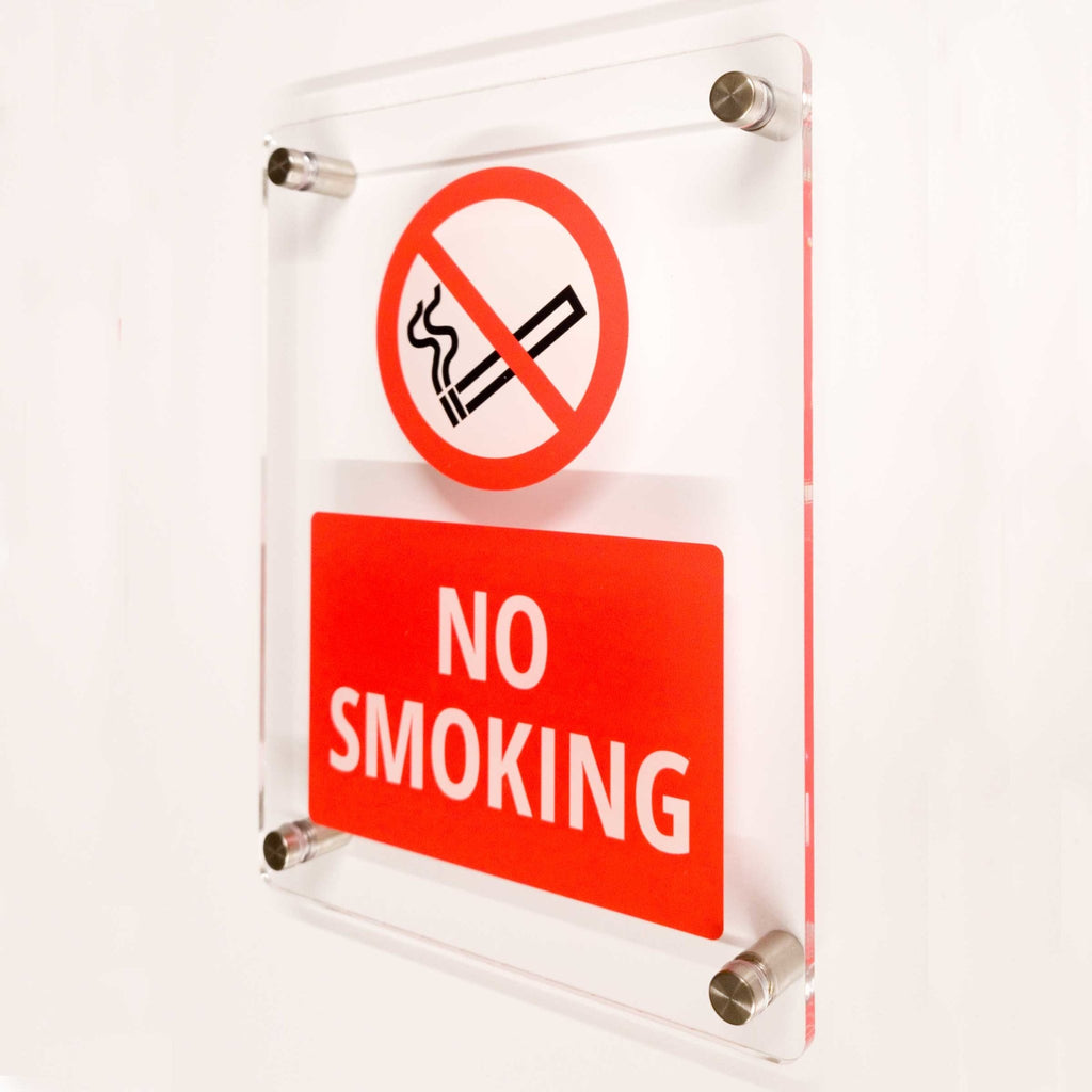 No Smoking Sign in Clear Acrylic v2 - The Sign Shed