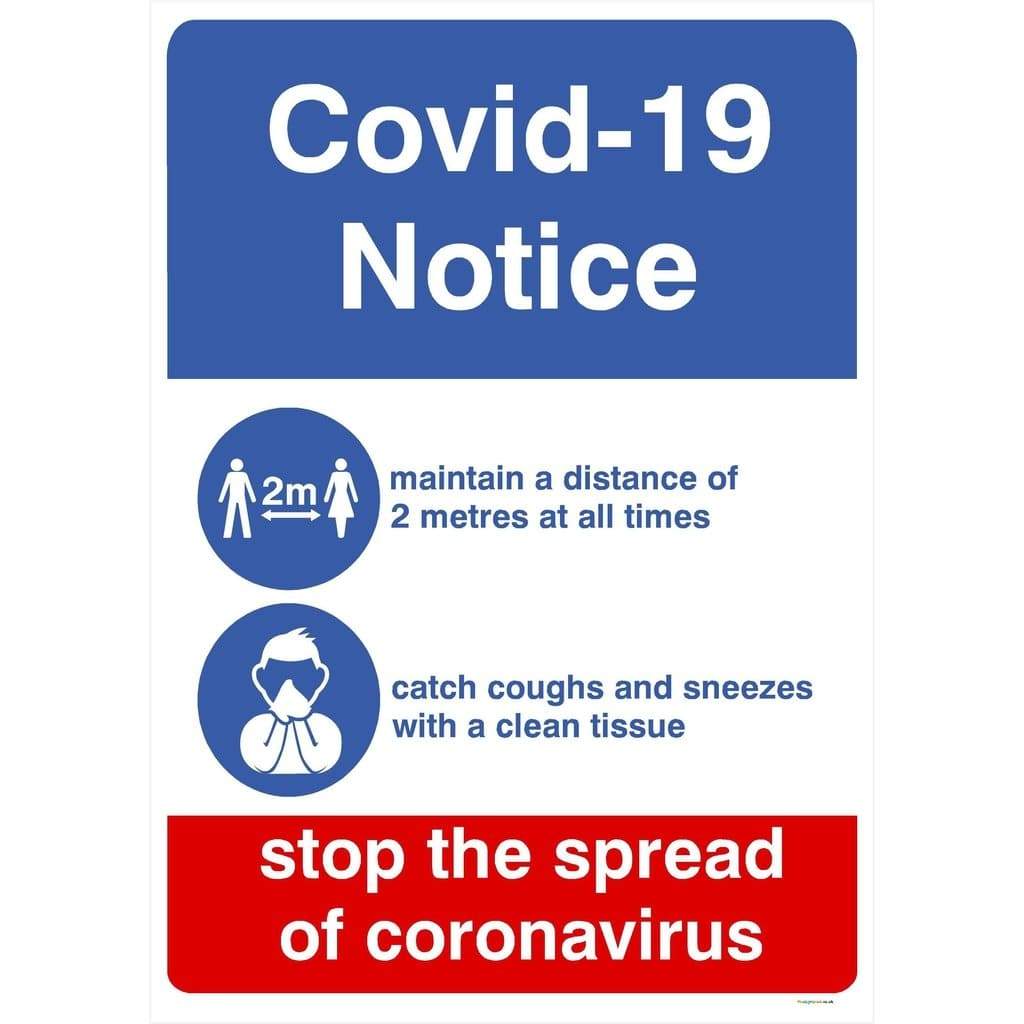 Notice Stop The Spread Of a Virus 2 Metres Sign - The Sign Shed