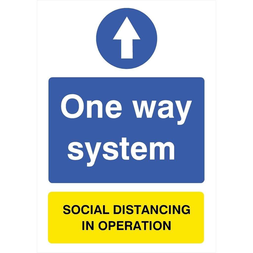 System Inoperation Sign One Way System Social Distancing In Operation Sign