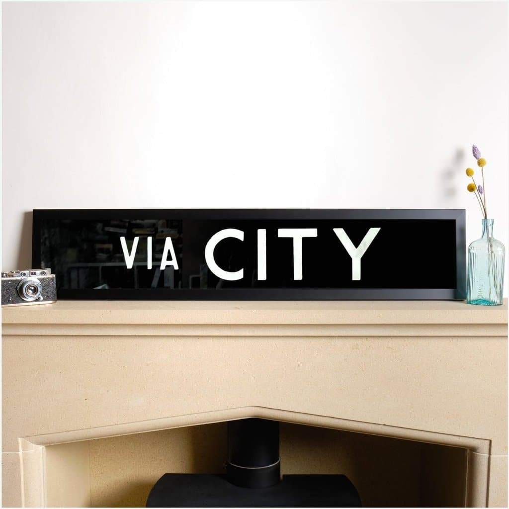 Original Framed Bus Destination Blind - City - The Sign Shed