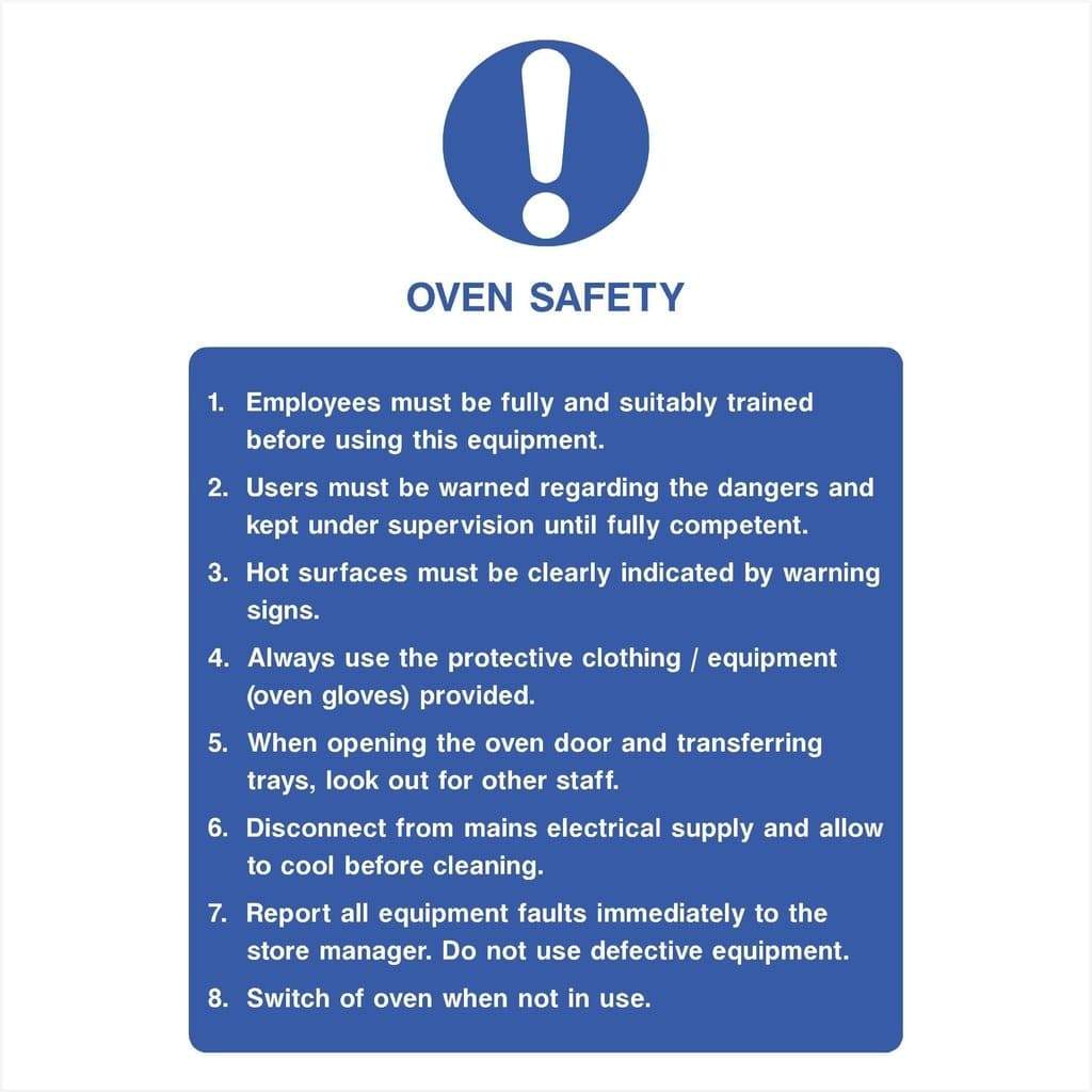 Oven Safety Instructions Sign - The Sign Shed