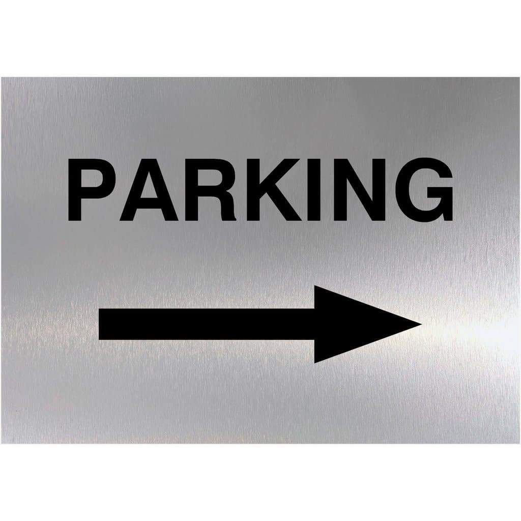 Parking Right Arrow Sign in Brushed Silver - The Sign Shed