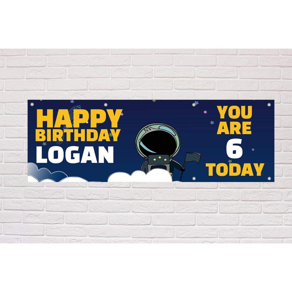 Personalised Astronaut in the Clouds Birthday banner - The Sign Shed