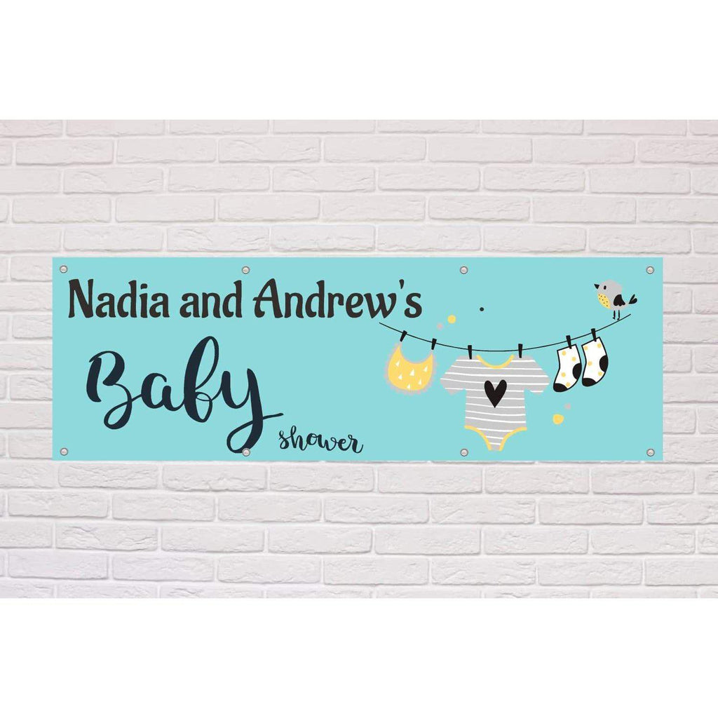 Personalised Baby Shower Banner - Washing Line Theme - The Sign Shed