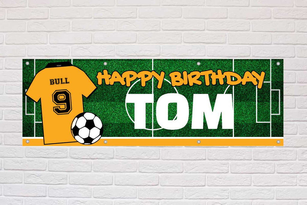 Personalised Birthday Banner | Amber and Black Trim - The Sign Shed