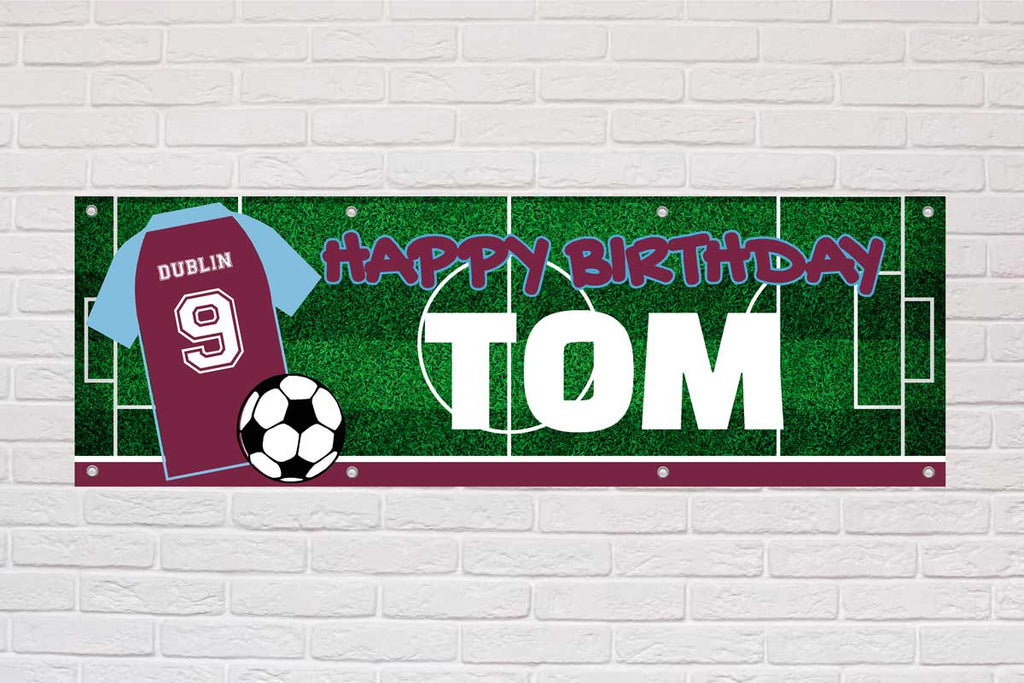 Personalised Birthday Banner | Claret and Blue Sleeve - The Sign Shed