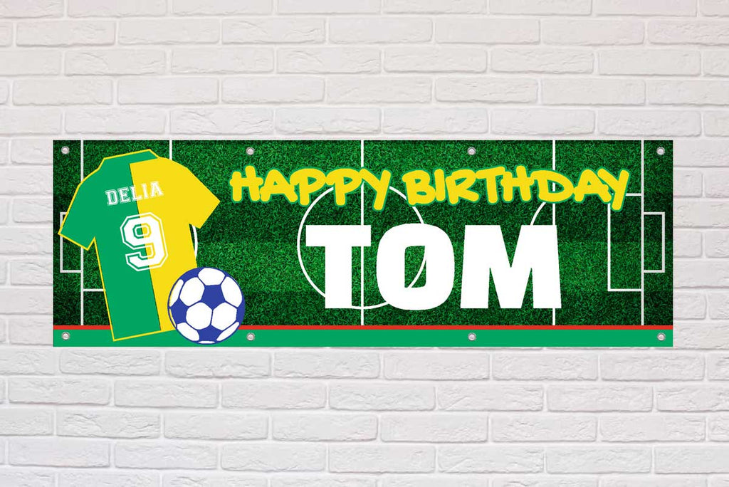 Personalised Birthday Banner | Green and Yellow Halves - The Sign Shed