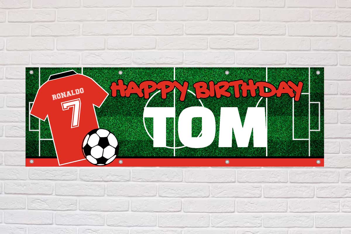 Personalised Birthday Banner | Red With Black Collar - The Sign Shed