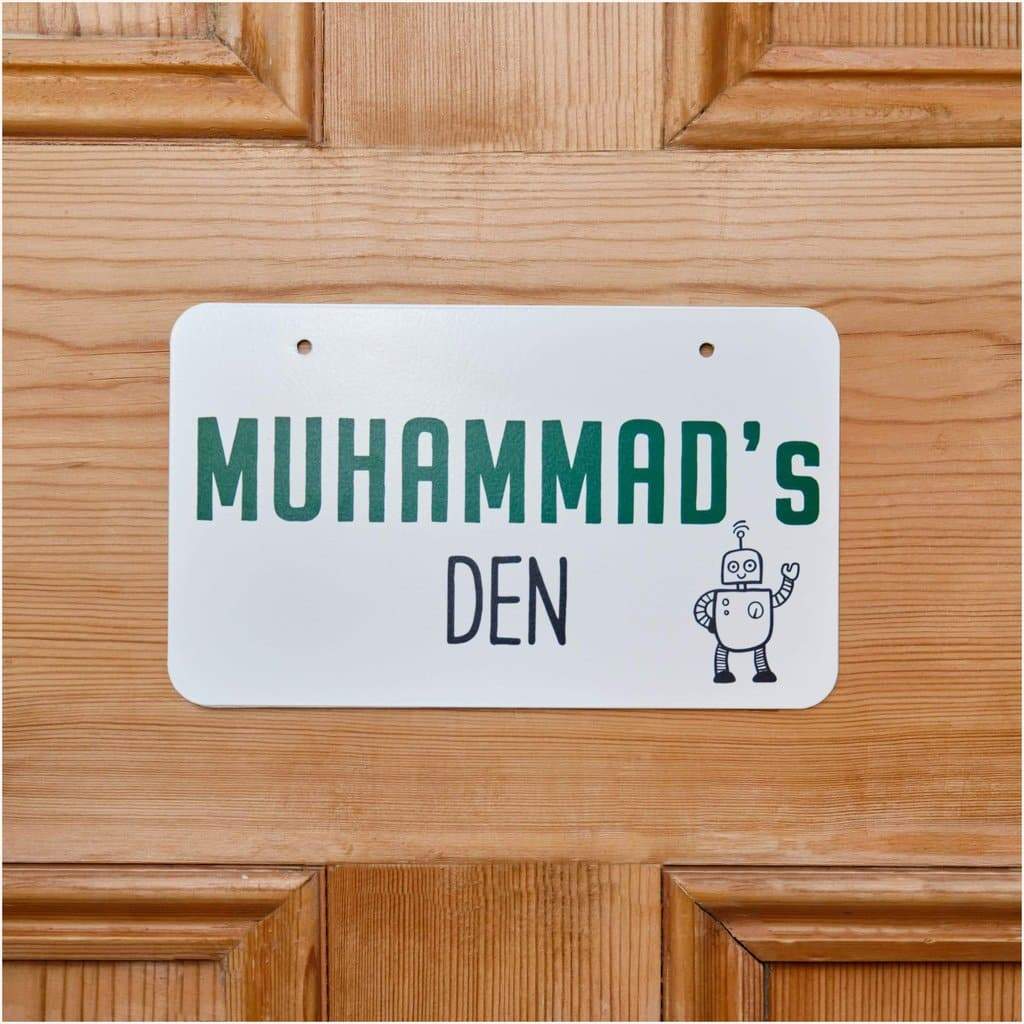 Personalised Children's Room Sign Green Robot - The Sign Shed
