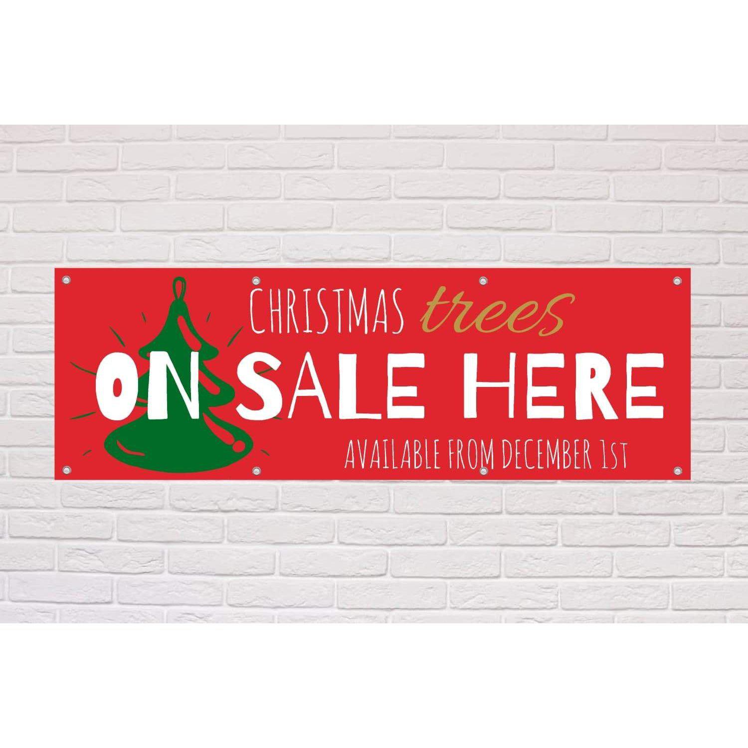 Personalised Christmas Trees On Sale Here Banner - The Sign Shed