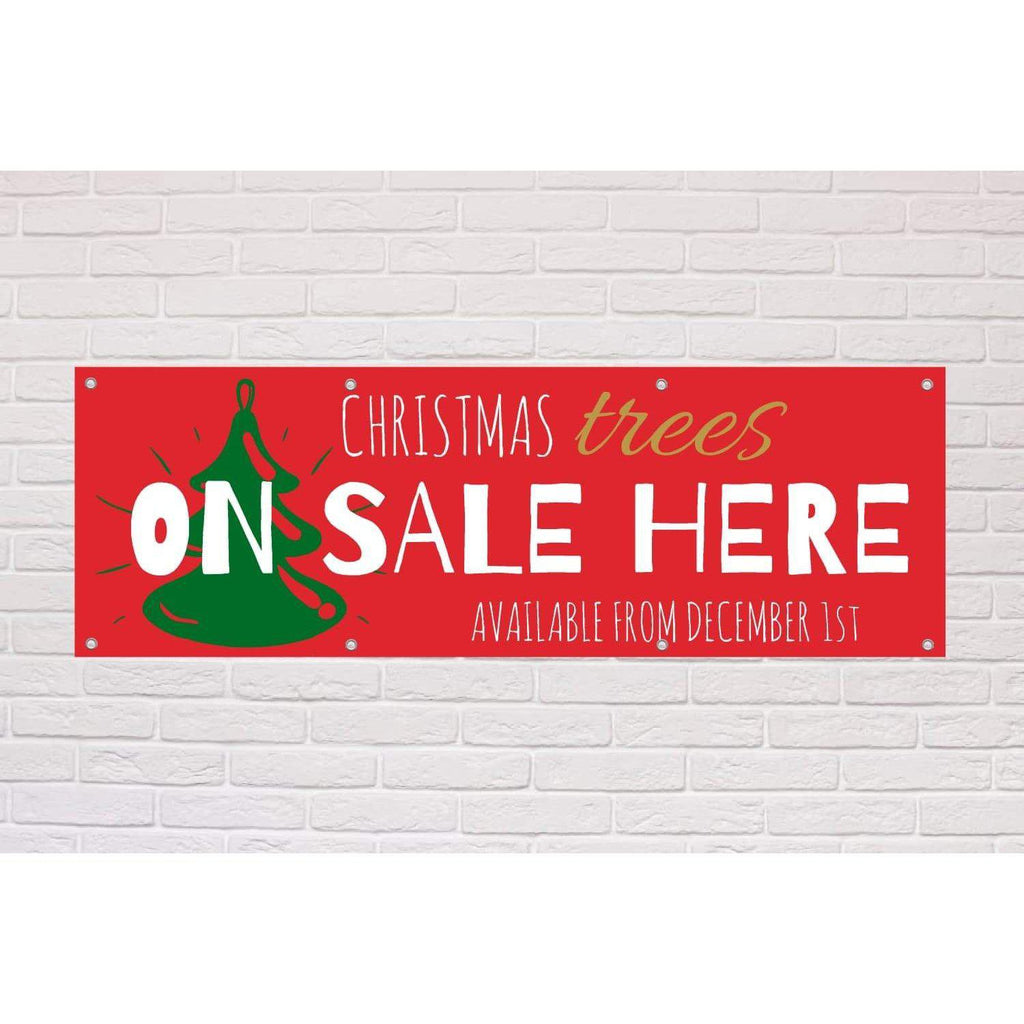 Personalised Christmas Trees On Sale Here Banner - The Sign Shed