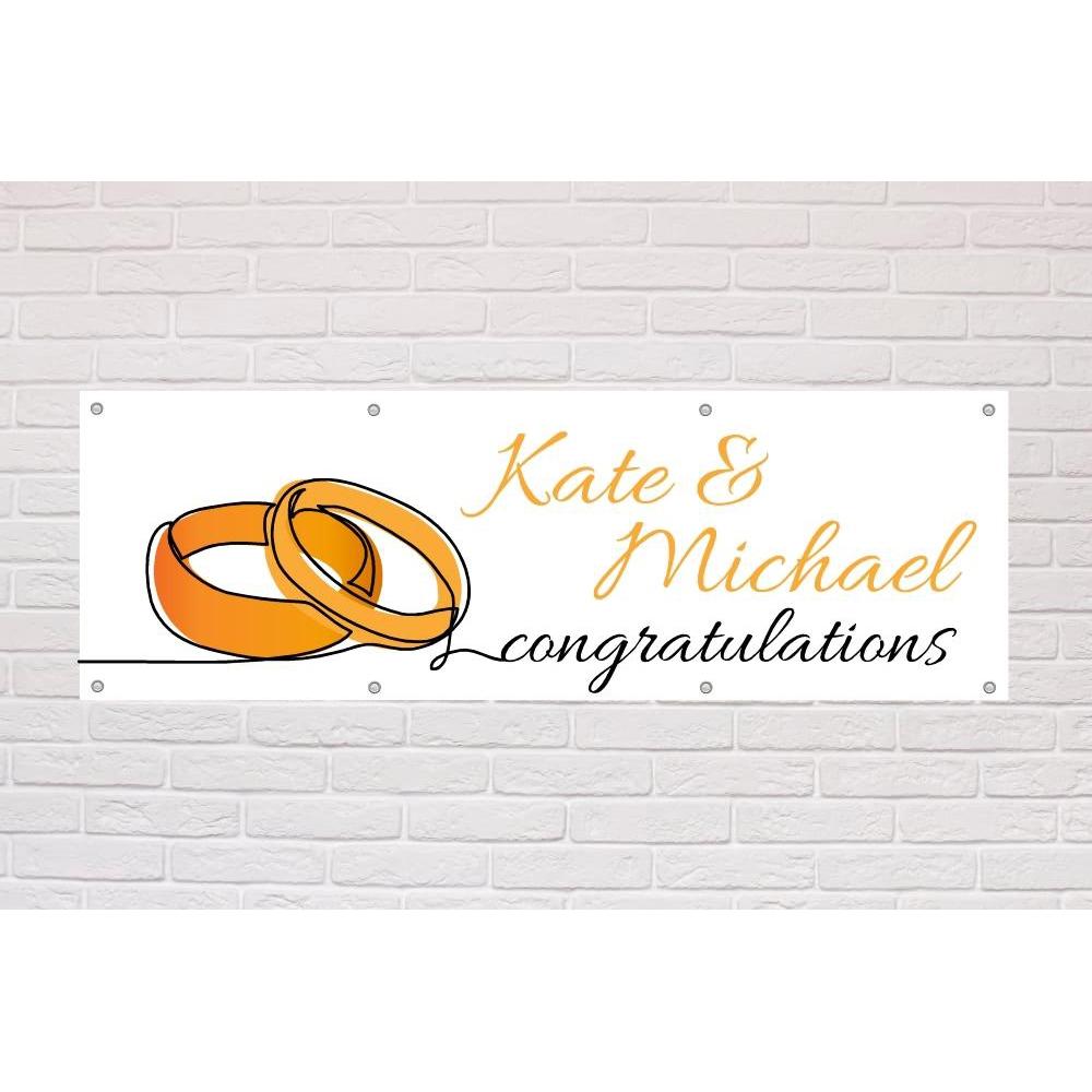 Personalised Congratulations Wedding | Engagement | Anniversary Banner | Rings - The Sign Shed