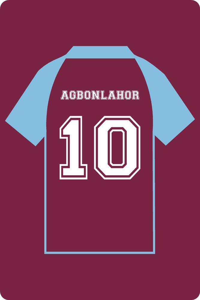 Personalised Football Shirt Sign | Claret and Blue Sleeve - The Sign Shed