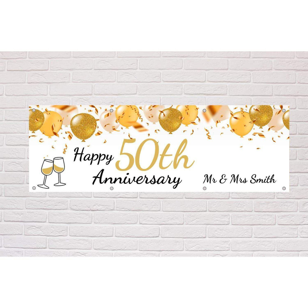 Personalised Happy Anniversary Balloons banner - The Sign Shed