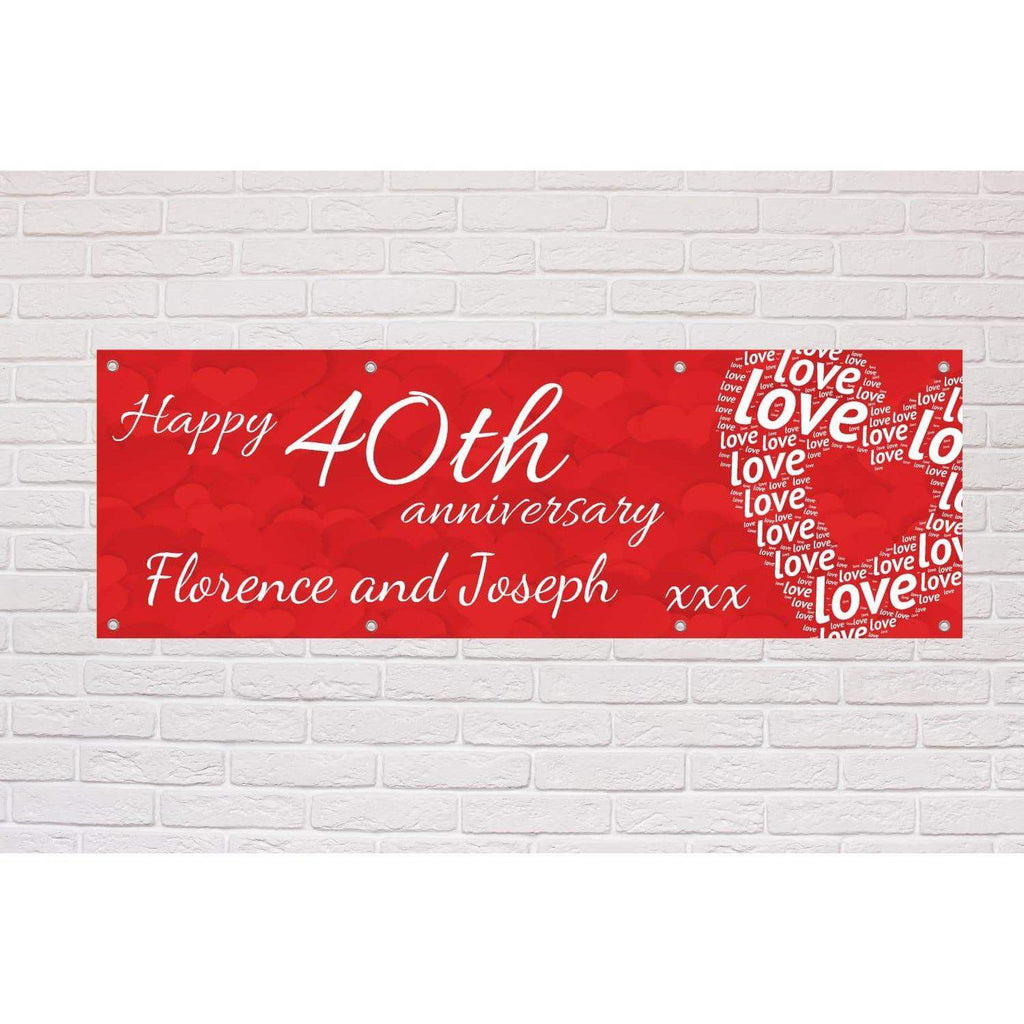 Personalised Happy Anniversary Love Hearts banner - The Sign Shed