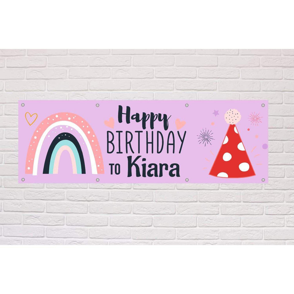 Personalised Happy Birthday Banner | Rainbow theme - The Sign Shed