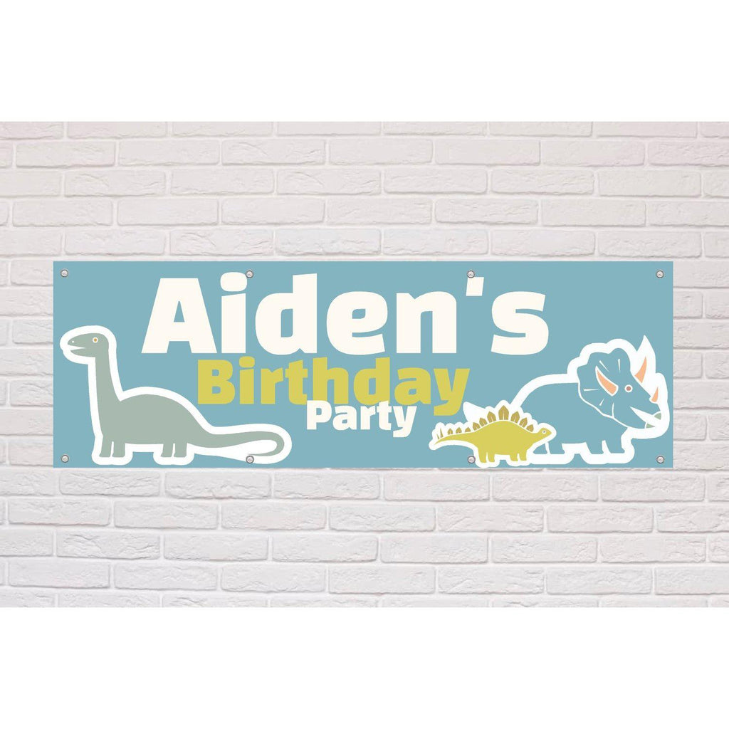 Personalised Kid's Birthday Party Dinosaur Banner - The Sign Shed