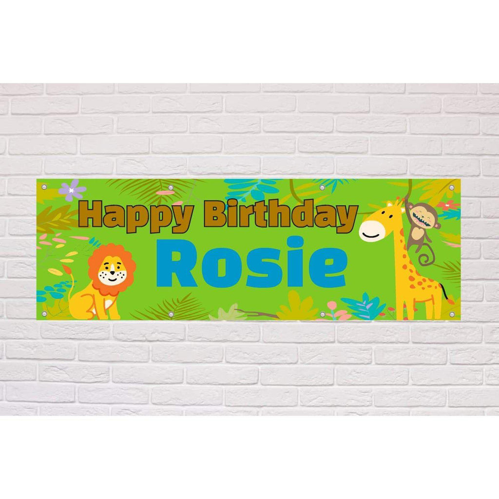 Personalised Kid's Birthday Party Jungle Banner - The Sign Shed