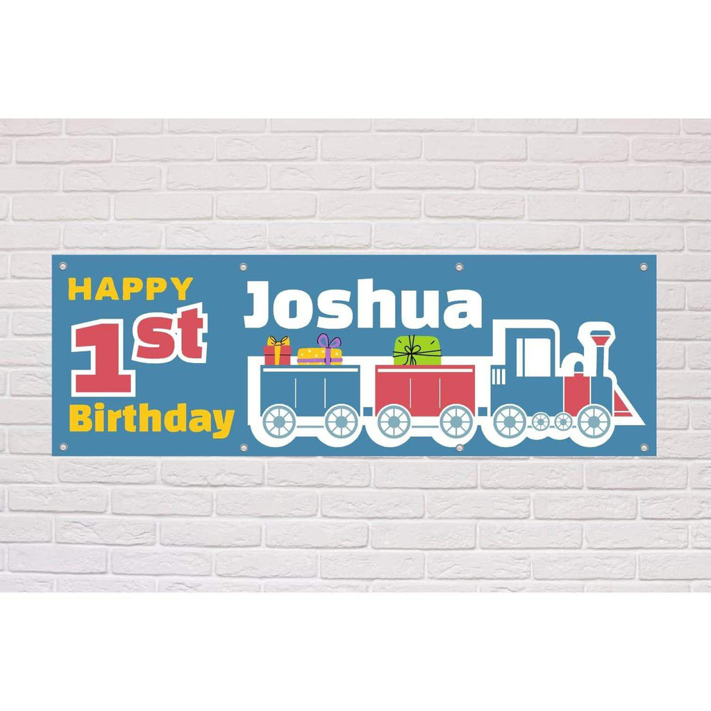 Personalised Kid's Birthday Party Train Banner - The Sign Shed
