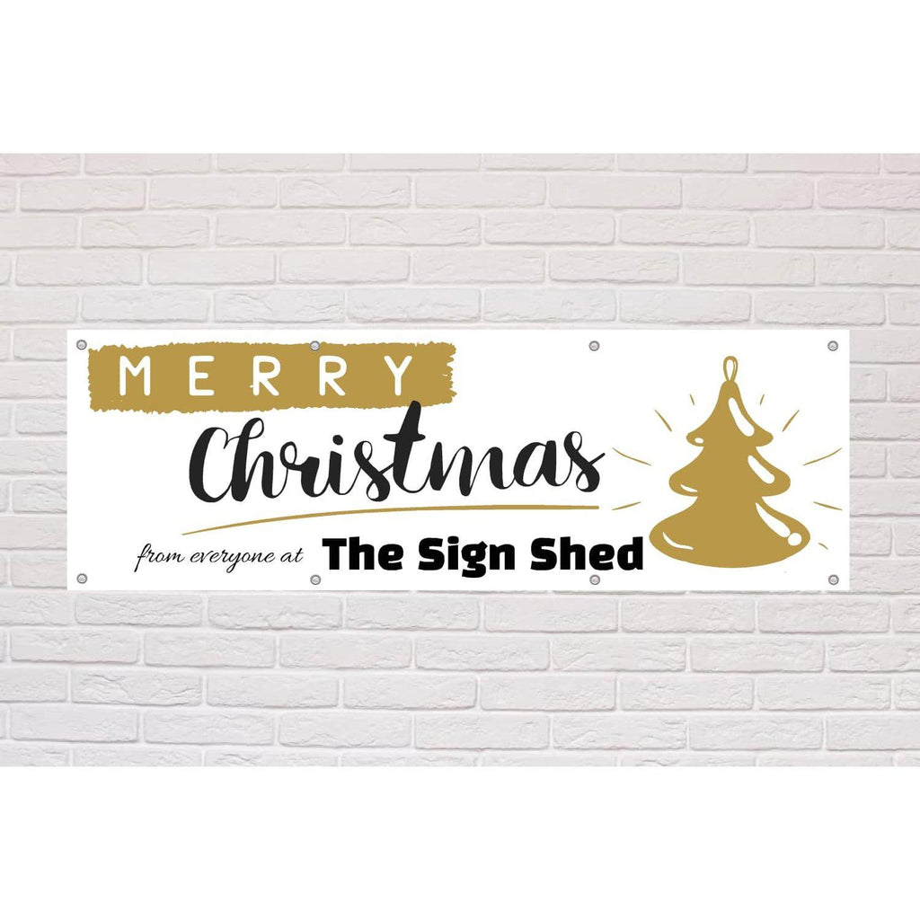 Personalised Merry Christmas Banner | Christmas Tree - The Sign Shed